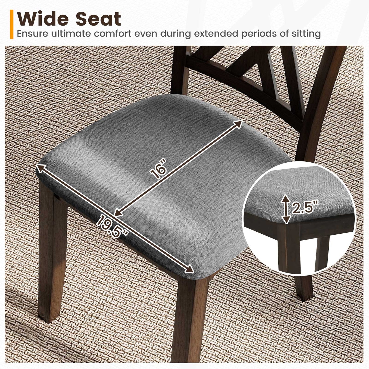 Linen upholstered dining chair with gray fabric and rubber wood frame DirectDeals on Tampa Home & Garden Store