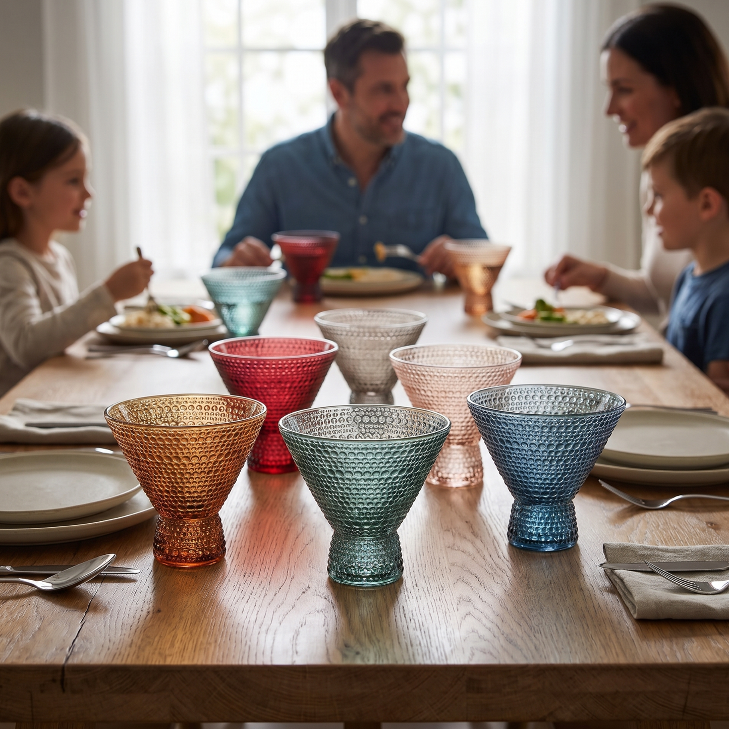 Tonal Hobnail Stemless Bubble Martini Set of 6