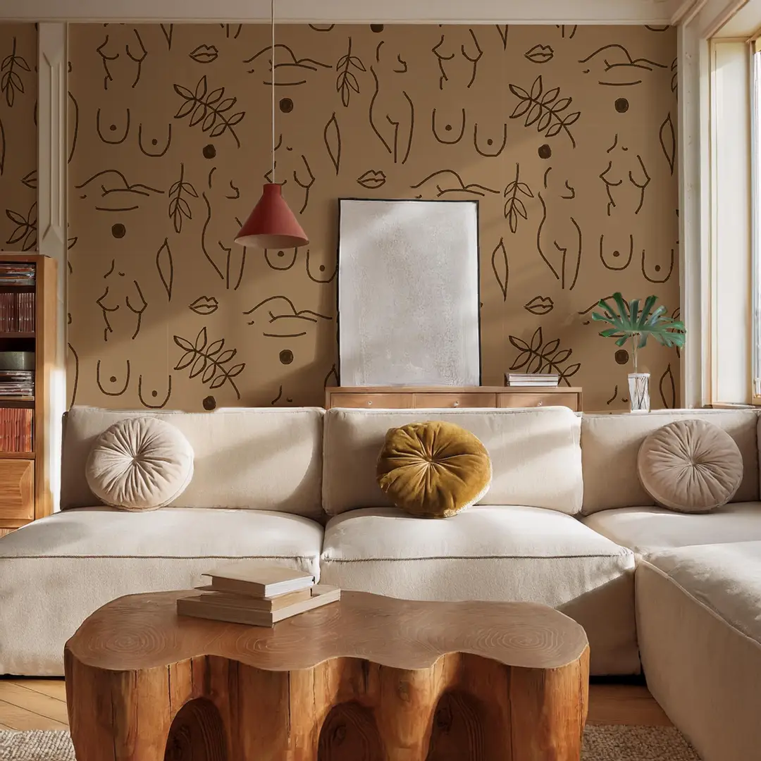 Wallpaper Neutral Nudes Coco by Samantha Santana Creative nude-figures with botanical motif on Tampa Home & Garden Store