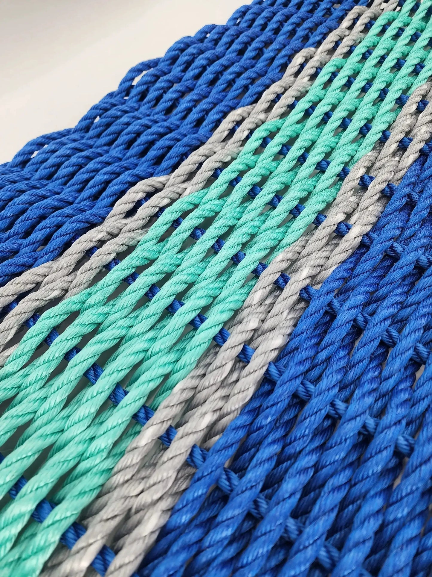 Lobster Rope Door Mat blue and teal woven rope strands on Tampa Home & Garden Store