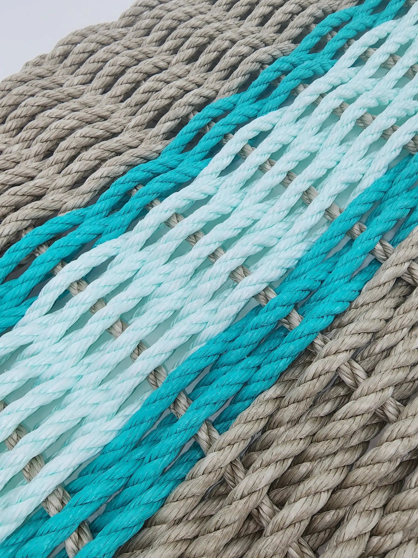 Lobster Rope Door Mat in tan and seafoam by Little Salty Rope, handmade rope weave on Tampa Home & Garden Store