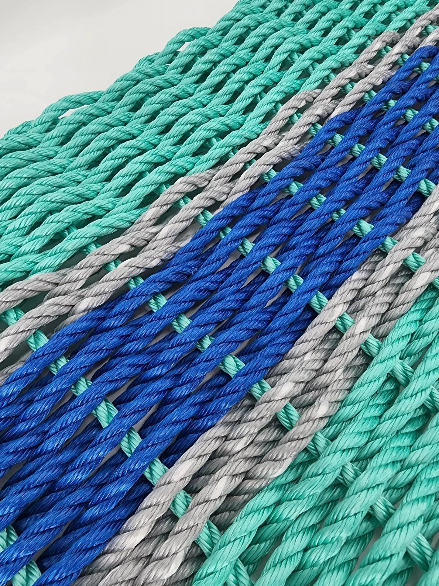 Lobster Rope Door Mat by Little Salty Rope in teal blue gray braided ropes on Tampa Home & Garden Store