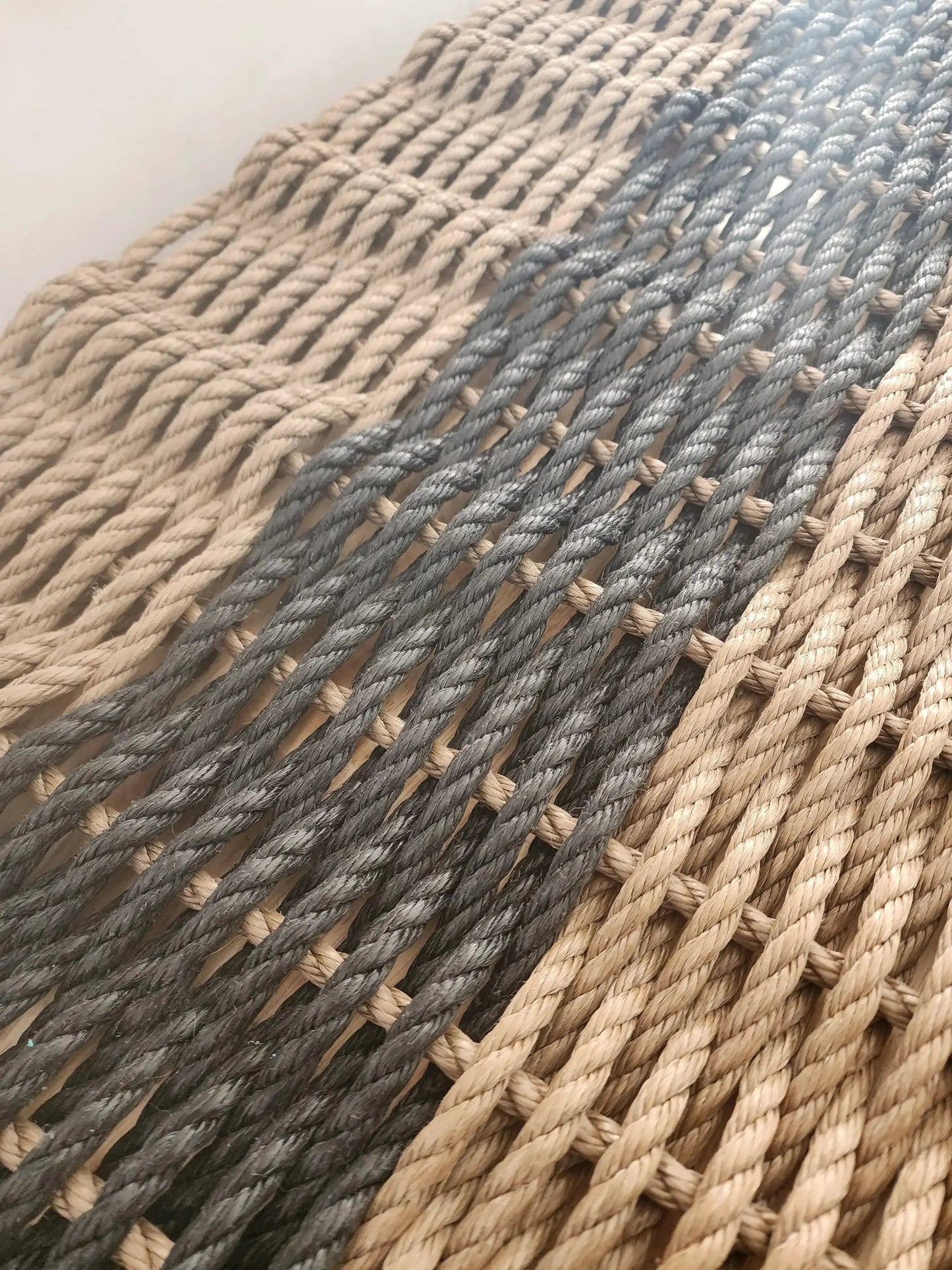Lobster rope mat brown and gray coastal handmade door mat by Little Salty Rope on Tampa Home & Garden Store
