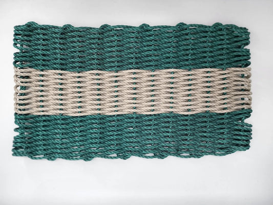 Lobster Rope Mat Hunter Green and Tan, woven rope door mat by Little Salty Rope on Tampa Home & Garden Store