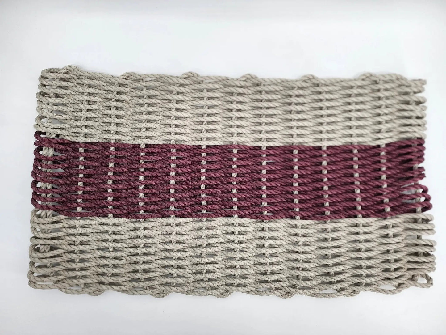 Lobster Rope Mat in tan and burgundy, braided rope door mat on Tampa Home & Garden Store