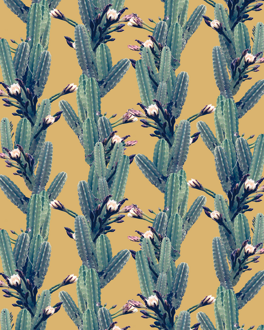 Los Cactus Wallpaper, yellow - Tampa Home & Garden Store