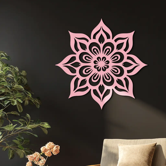 Lotus Mandala Metal Wall Art pink floral geometric sculpture by Enova Art on Tampa Home & Garden Store