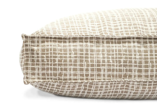 Lounger pet bed in Dapper Dalmatian beige grid fabric on Tampa Home & Garden Store