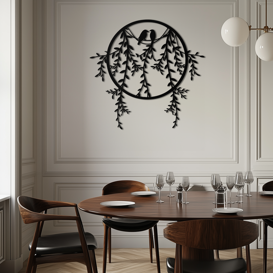 Love Birds Metal Wall Art – Romantic Nature Inspired Black Metal Decor- KAF523 - Tampa Home & Garden Store