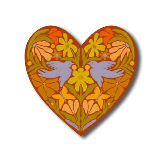 Lovebirds Vinyl Sticker matte waterproof orange heart design Terra Cotta Botanical on Tampa Home & Garden Store