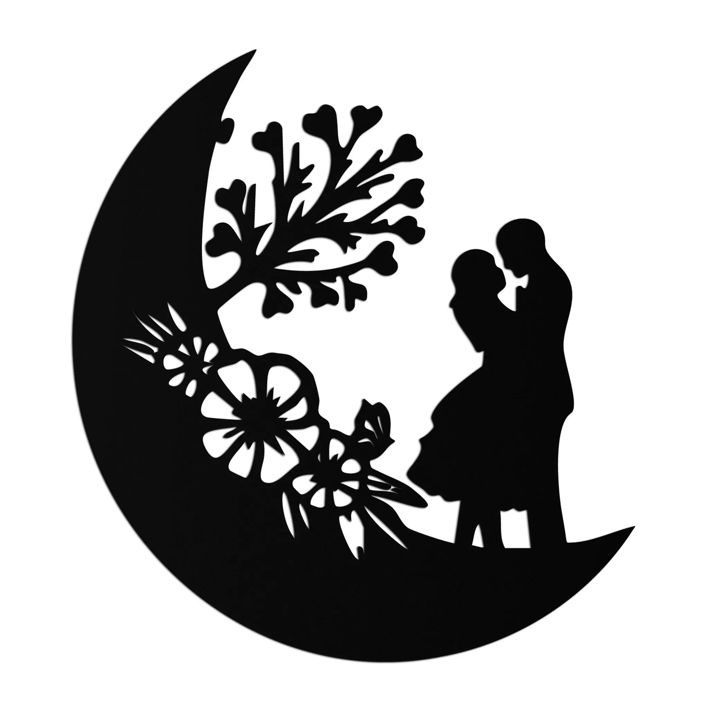 Lovers on the Moon Metal Wall Art Silhouette by Enova Art in black, crescent design on Tampa Home & Garden Store