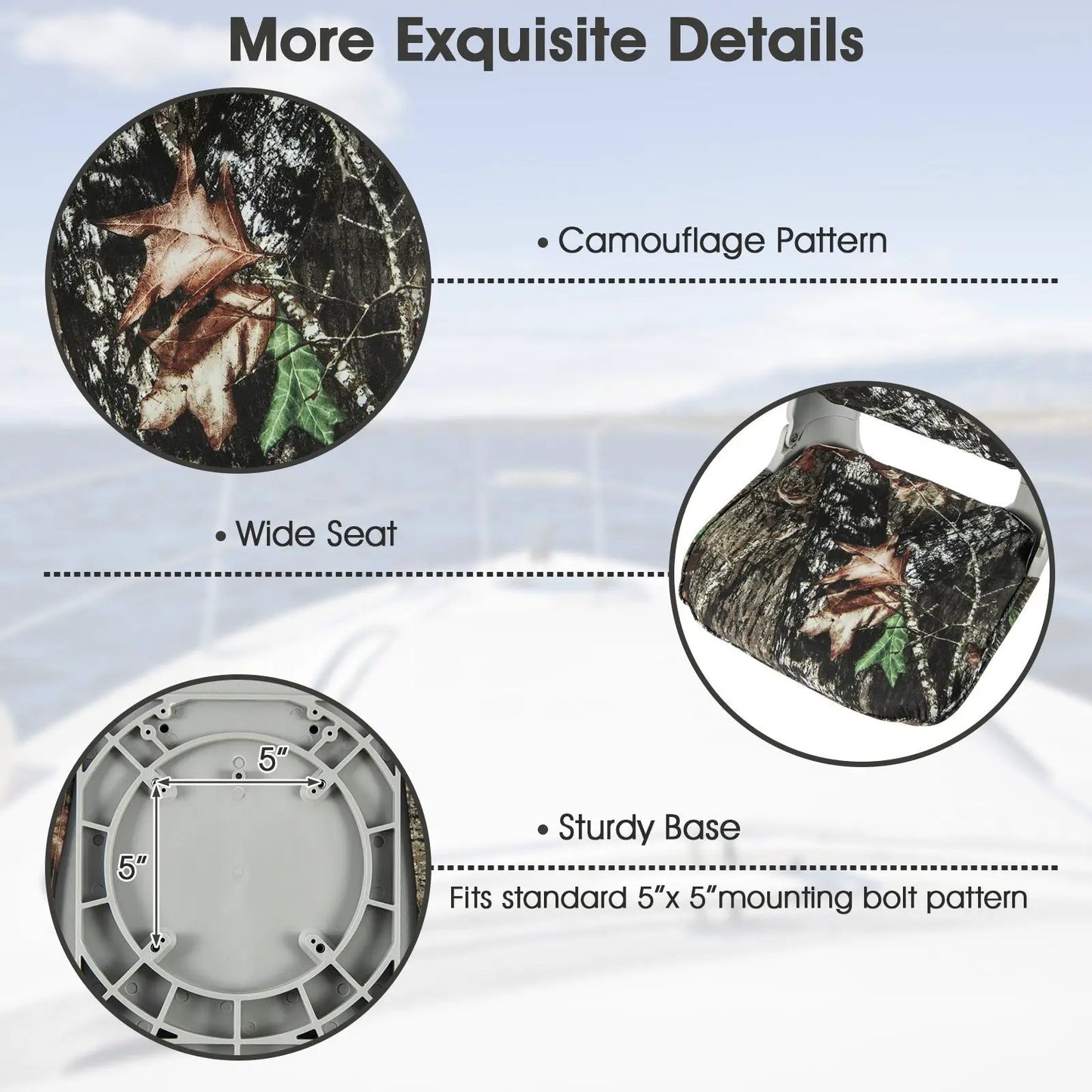 Low back folding camo boat seat with four bolts by DirectDeals for mounting on Tampa Home & Garden Store
