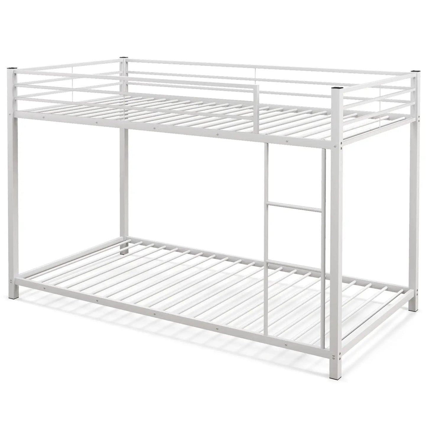 Low Profile Twin Over Twin Metal Bunk Bed with Full-length Guardrails-Black - Tampa Home & Garden Store