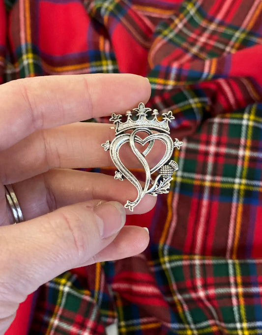 Luckenbooth Heart Brooch pin in silver with crown and hearts by Thistle & Stitch on Tampa Home & Garden Store