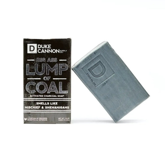 Big Lump of Coal Activated Charcoal Soap by Duke Cannon box and gray bar on Tampa Home & Garden Store