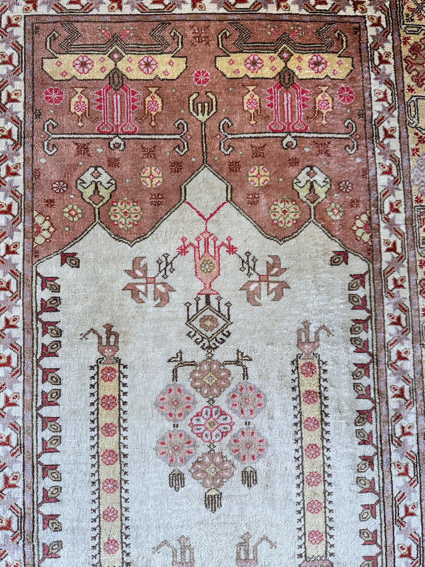 Luxurious Hand-Knotted Pure Silk Turkish Kayseri Rug – Intricate Floral & Geometric Design, 2’2” x 3’ - Tampa Home & Garden Store