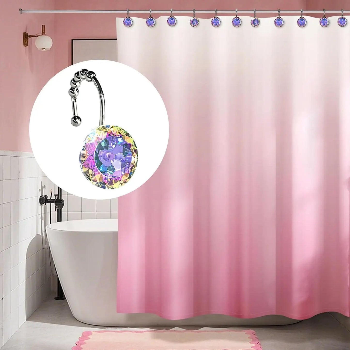 Luxury oil-rubbed shower curtain hooks set of 12 with crystal jeweled balls on Tampa Home & Garden Store