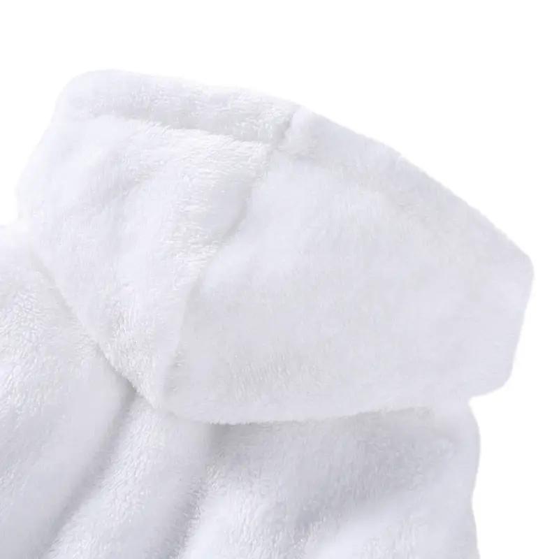 Hooded dog robe in white plush, luxury soft pet bathrobe on Tampa Home & Garden Store