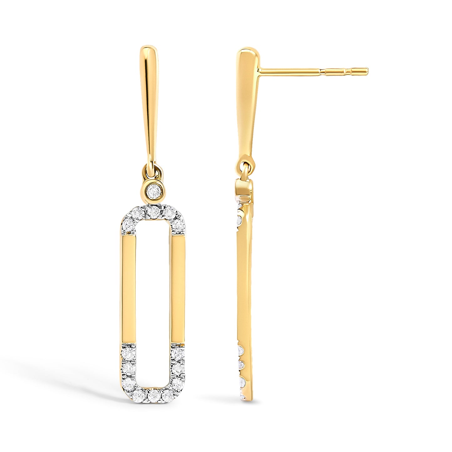 14K yellow gold 1/5 cttw diamond paper clip drop earrings on Tampa Home & Garden Store
