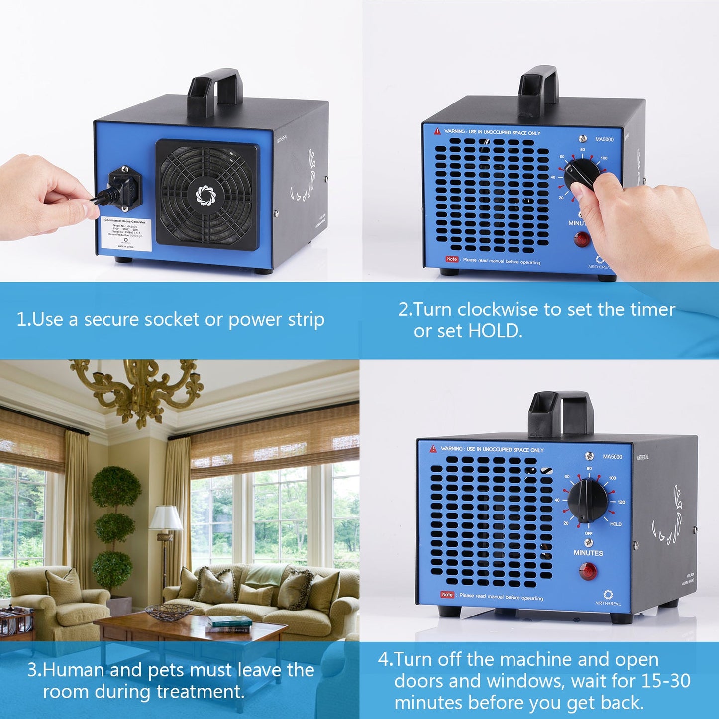 MA5000 Ozone Generator, Replaceable Ozone Plate Option - Tampa Home & Garden Store