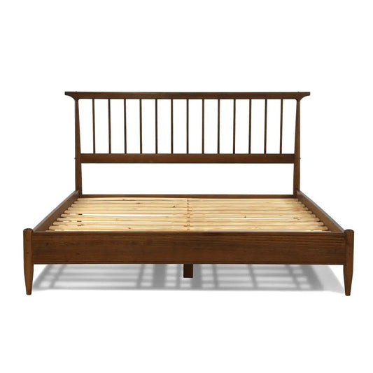 King Size Walnut Mid Century Platform Bed Frame with Headboard by HomePacific on Tampa Home & Garden Store