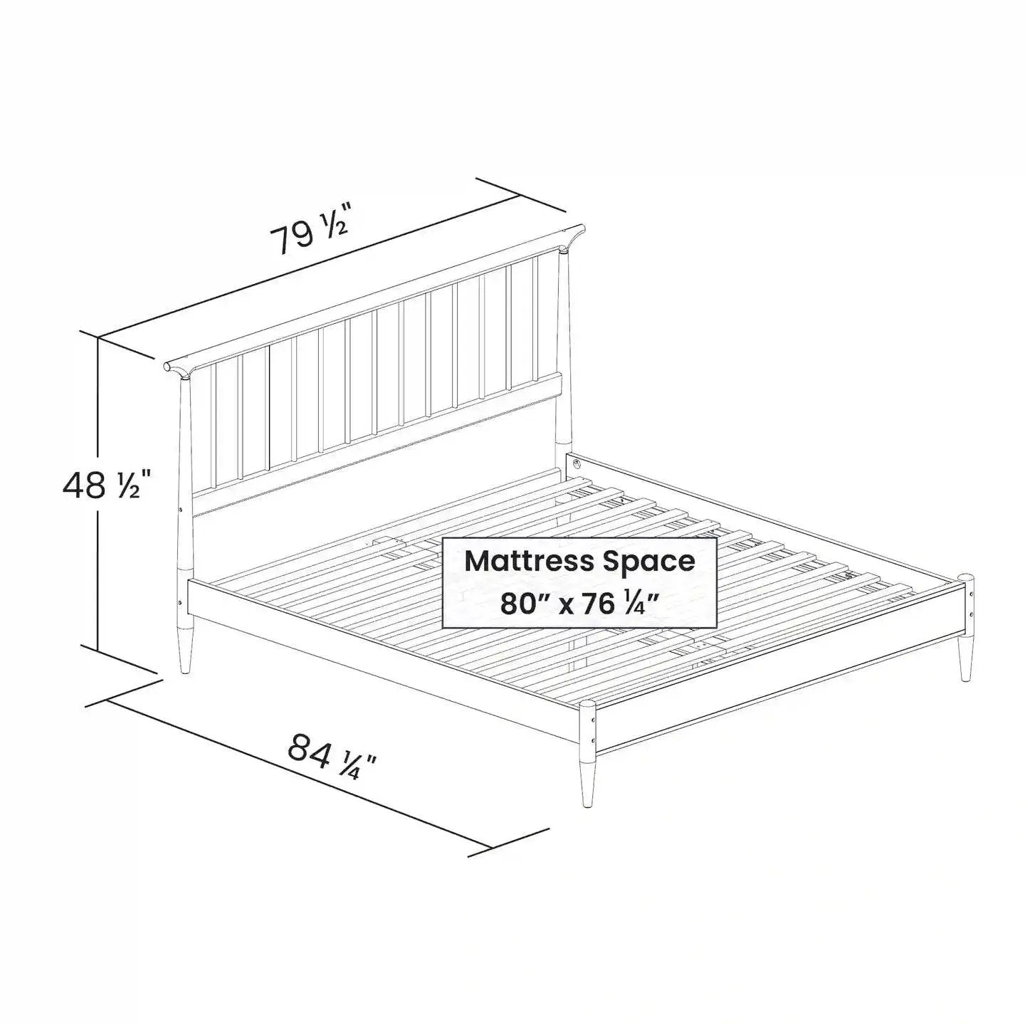 King Size Hardwood Mid Century Platform Bed Frame with Headboard in Walnut - Tampa Home & Garden Store