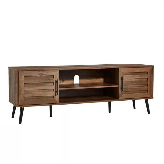 Modern Rustic TV Stand by HomePacific with legs, wood finish, open shelf and cabinet doors on Tampa Home & Garden Store