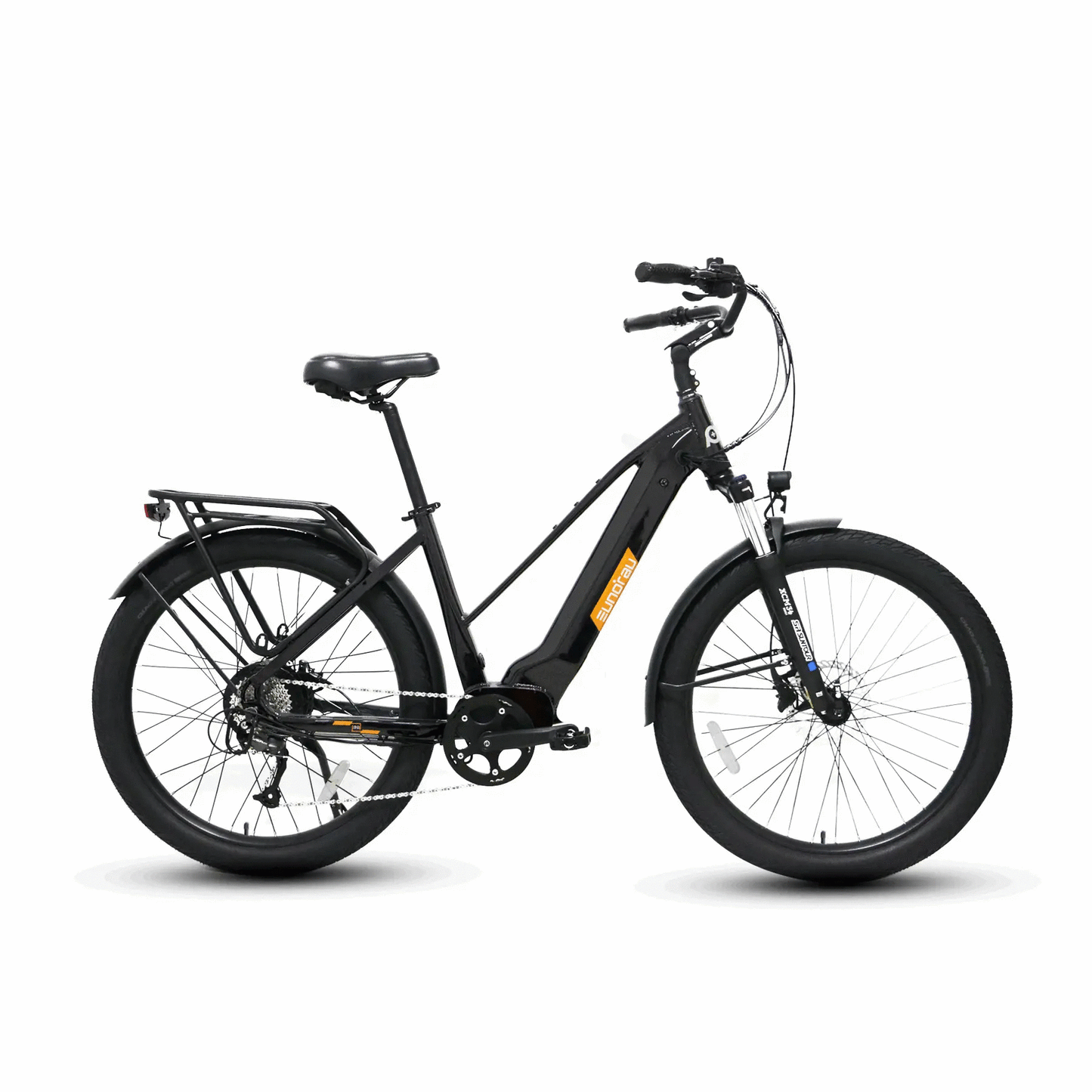 META275 27.5 City E-Bike black alum frame, front suspension, rear rack, 48V 500W by EUNORAU on Tampa Home & Garden Store