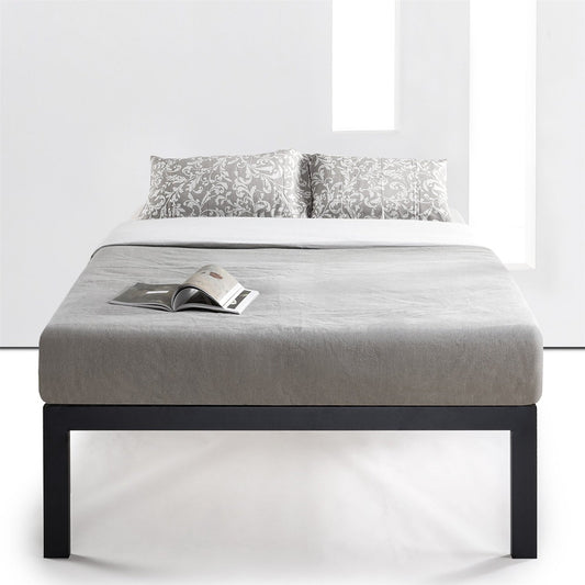 Full size 18 Inch Easy Assemble Metal Platform Bed Frame Wooden Slats - Tampa Home & Garden Store