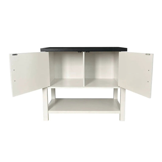 Modern 2-Drawer Wooden Storage Console Table white with black top by HomePacific on Tampa Home & Garden Store