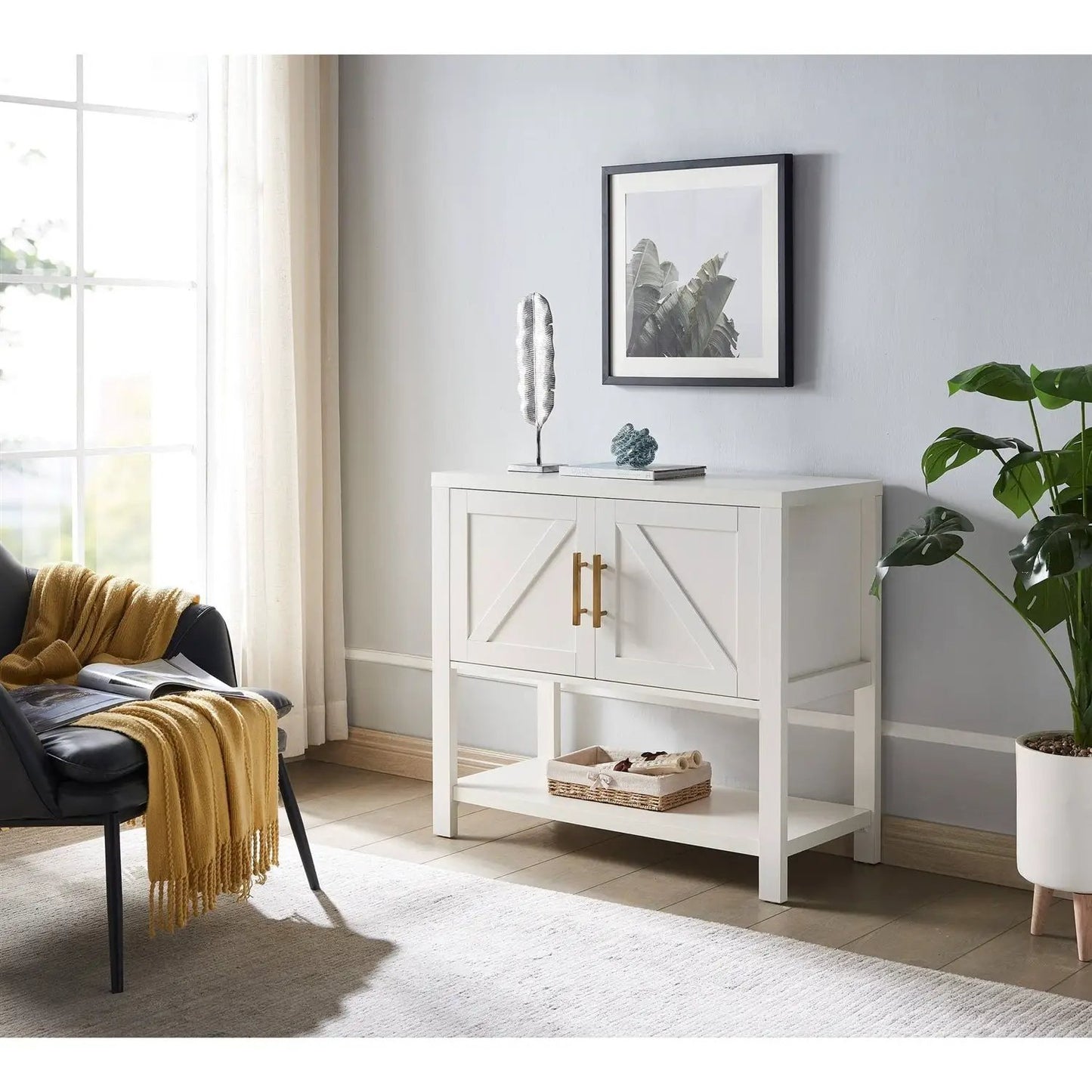Modern 2 Drawer Wooden Storage Console Table White - Tampa Home & Garden Store
