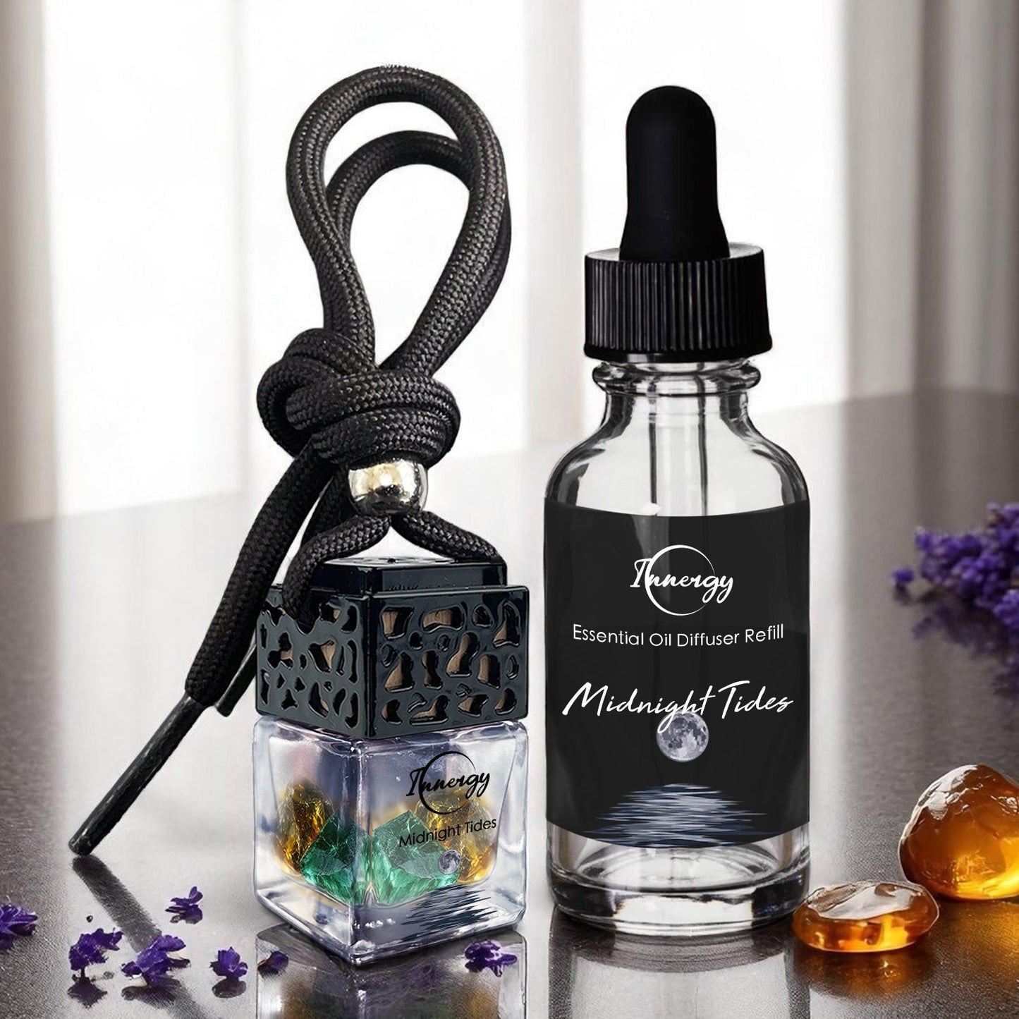 Diffuseur d'huiles essentielles Midnight Tides enrichi en cristaux, désodorisant pour voiture, 8 ml