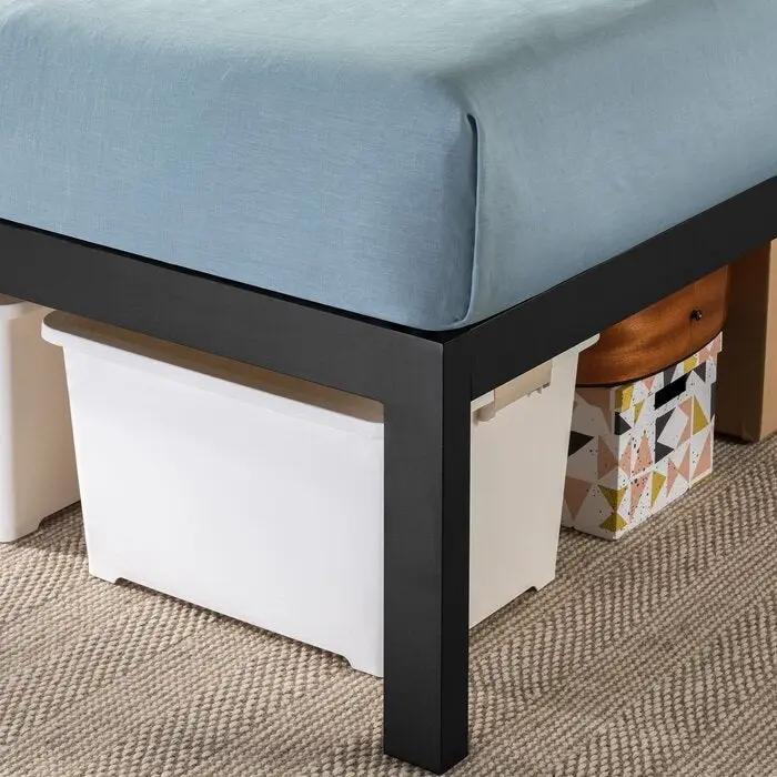 King size 18 Inch Easy Assemble Metal Platform Bed Frame Wooden Slats - Tampa Home & Garden Store