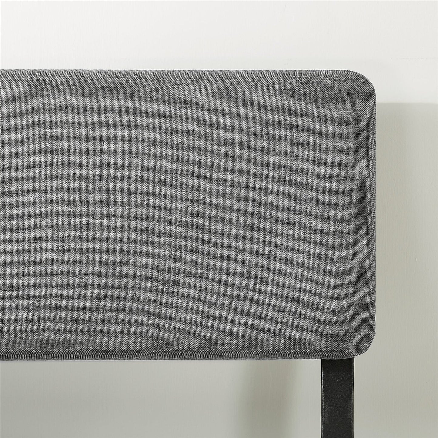 Cama Plataforma King Size con Cabecero de Tela Suave Gris y Somier de Láminas de Madera