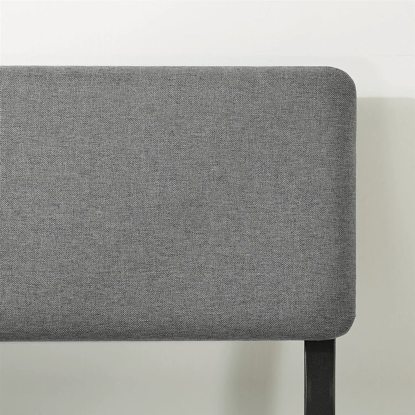 King Size Grey Soft Fabric Metal Headboard Platform Bed Wooden Slats - Tampa Home & Garden Store