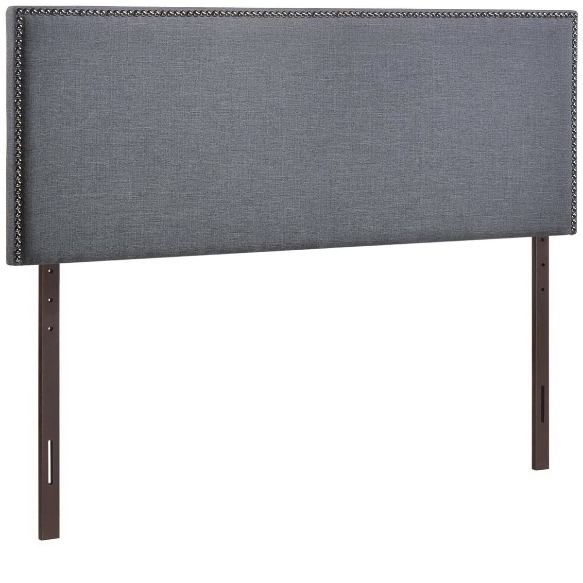 Region Nailhead Upholstered Queen Headboard by Modway in gray fabric with silver nailhead trim on Tampa Home & Garden Store