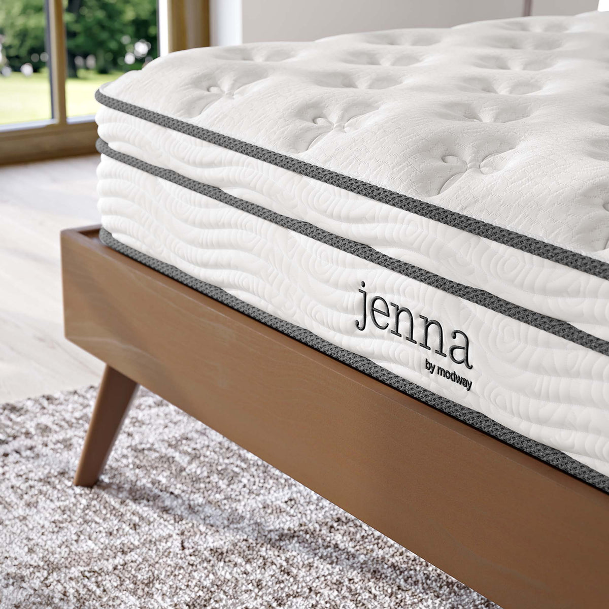 Jenna 8in twin innerspring foam mattress by Modway with white quilted top and gray edge bands on Tampa Home & Garden Store