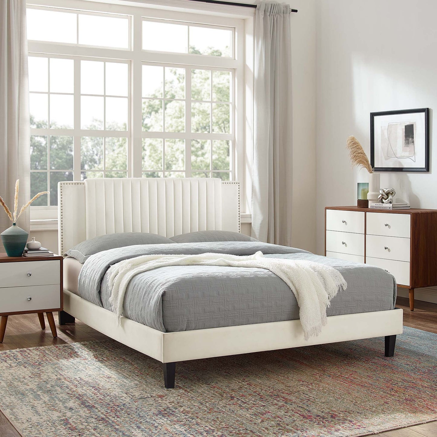Zahra Channel Tufted Velvet Twin Bed by Modway