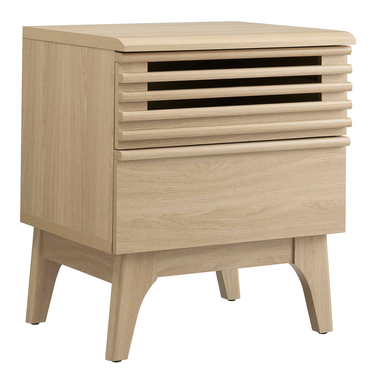 Render Nightstand by Modway in natural oak finish with horizontal slatted drawer fronts on Tampa Home & Garden Store