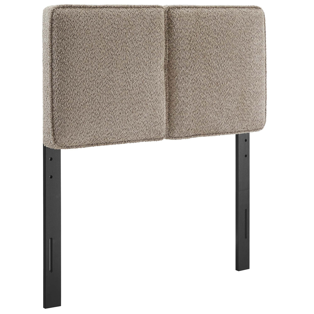 Lindee Boucle Twin Headboard taupe fabric with black metal legs HouseOfZazla on Tampa Home & Garden Store