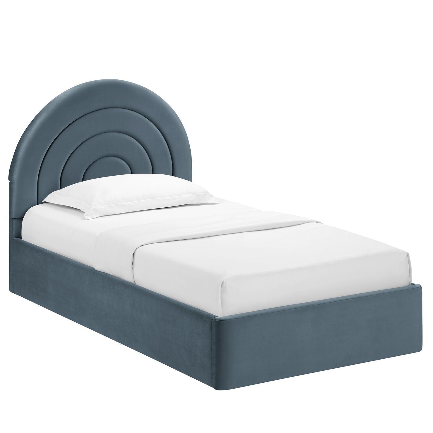 Modern Solana Arched and Twin Velvet Platform Bed