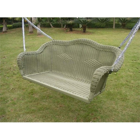 Resin Wicker Porch Swing with 4-ft Hanging Chain in Moss - Tampa Home & Garden Store