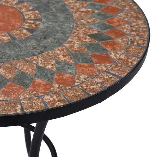 Round Outdoor Patio Bistro Table Grey Mosaic top with black metal base HomePacific on Tampa Home & Garden Store