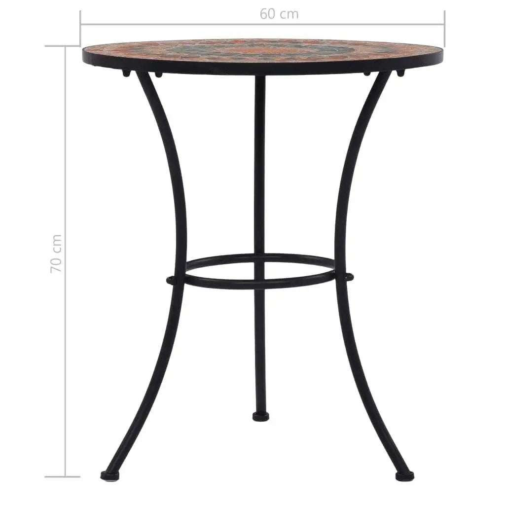 Round outdoor patio bistro table with grey mosaic top and black metal legs by HomePacific on Tampa Home & Garden Store