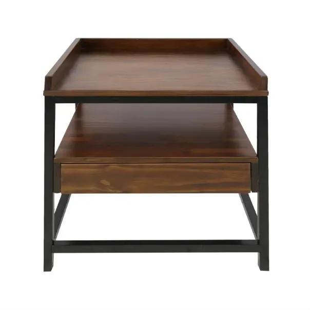 Modern Solid Wood End Table Nightstand Mocha by HomePacific with a drawer and lower shelf on Tampa Home & Garden Store
