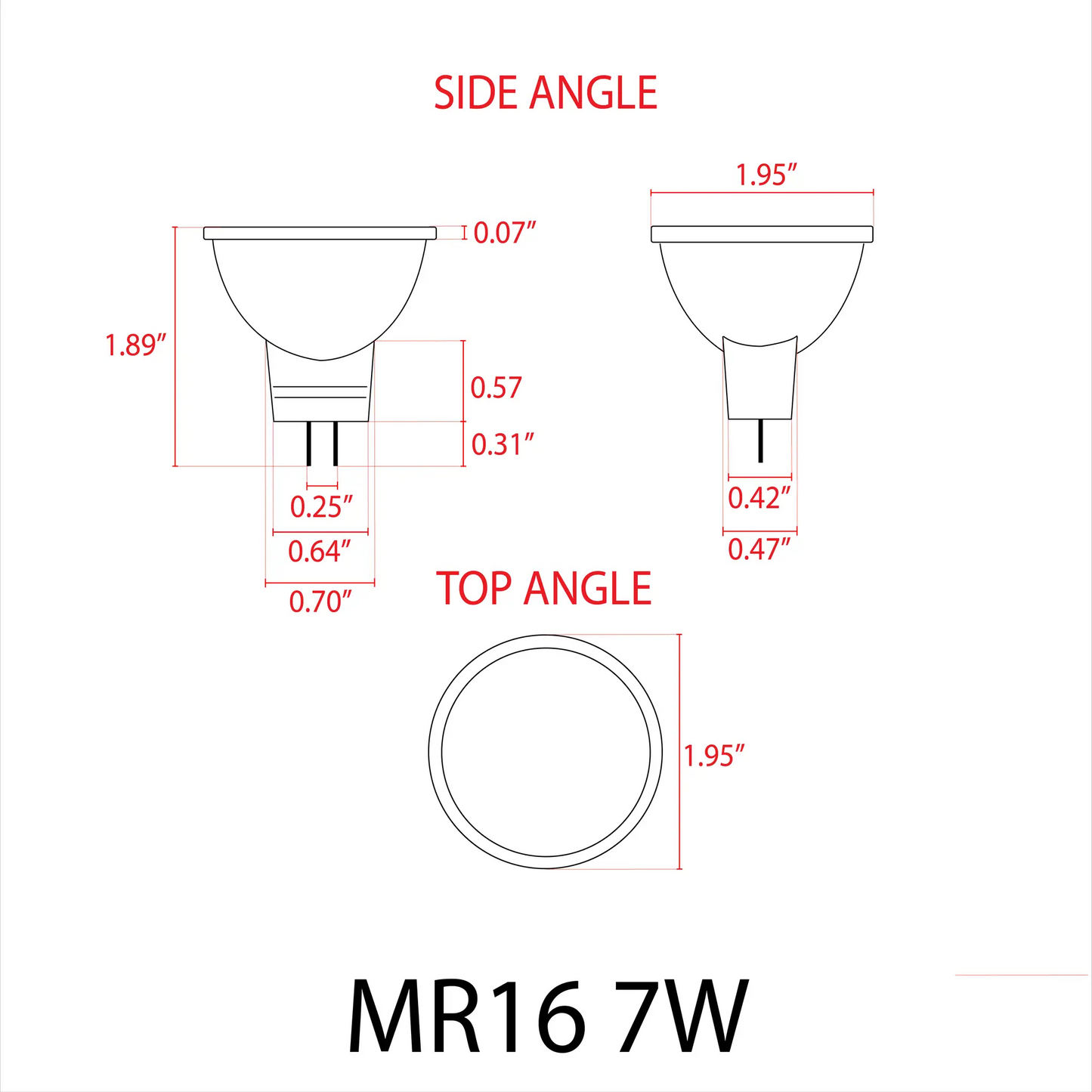 MR16 7W black LED bulbs schematic two-bulb side/top-angle views Kings Outdoor Lighting on Tampa Home & Garden Store