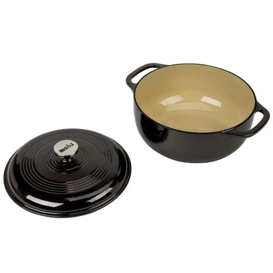 Round 6-Quart Black Enamel Cast Iron Dutch Oven with Lid by HomePacific on Tampa Home & Garden Store