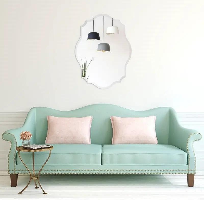Modern Frameless 32 x 24 inch Scalloped Beveled Accent Bathroom Mirror - Tampa Home & Garden Store