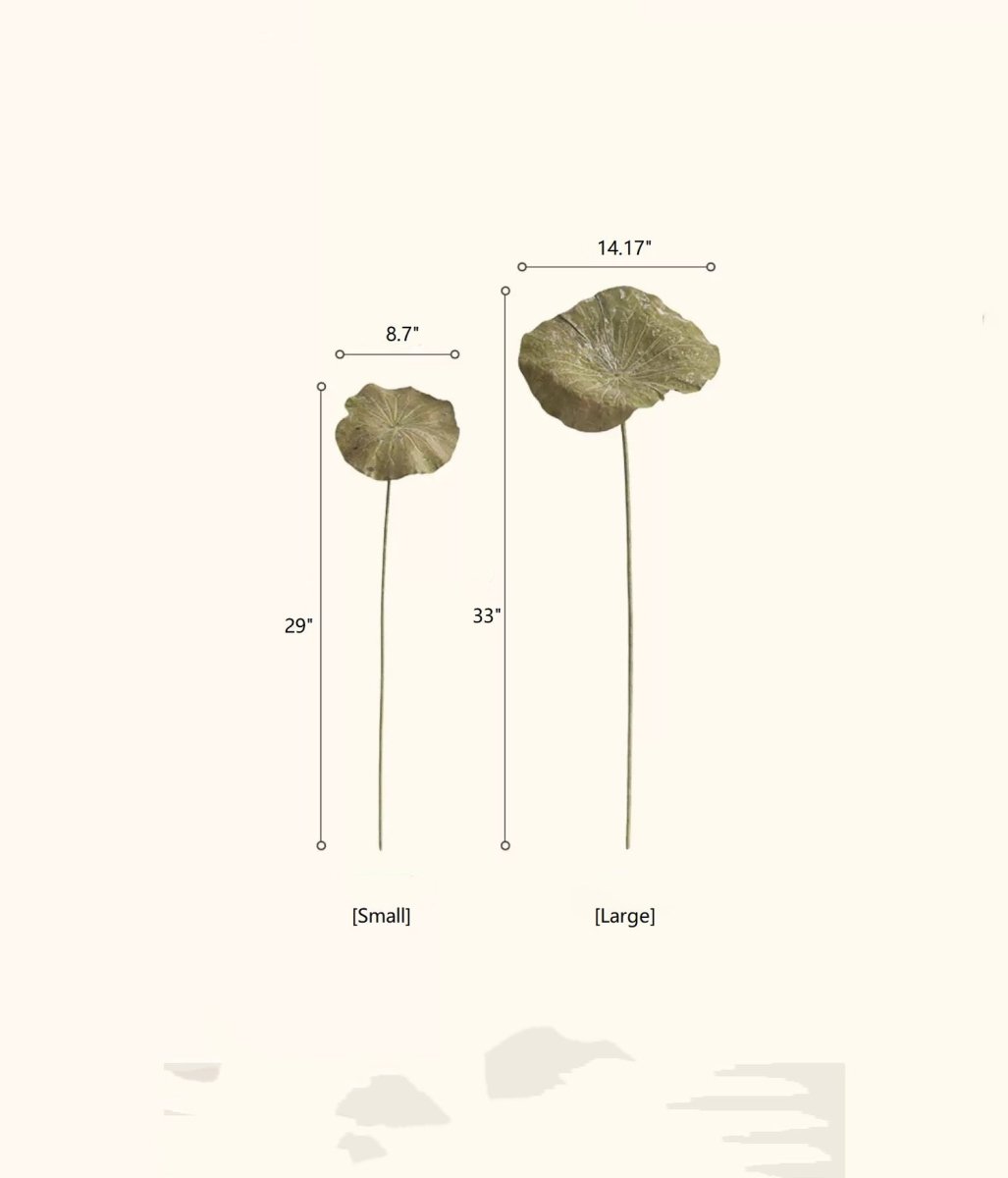 Artificial Rustic Lotus Stem by RusticReach, small 29in with 8.7in leaf, large 33in with 14.17in leaf on Tampa Home & Garden Store