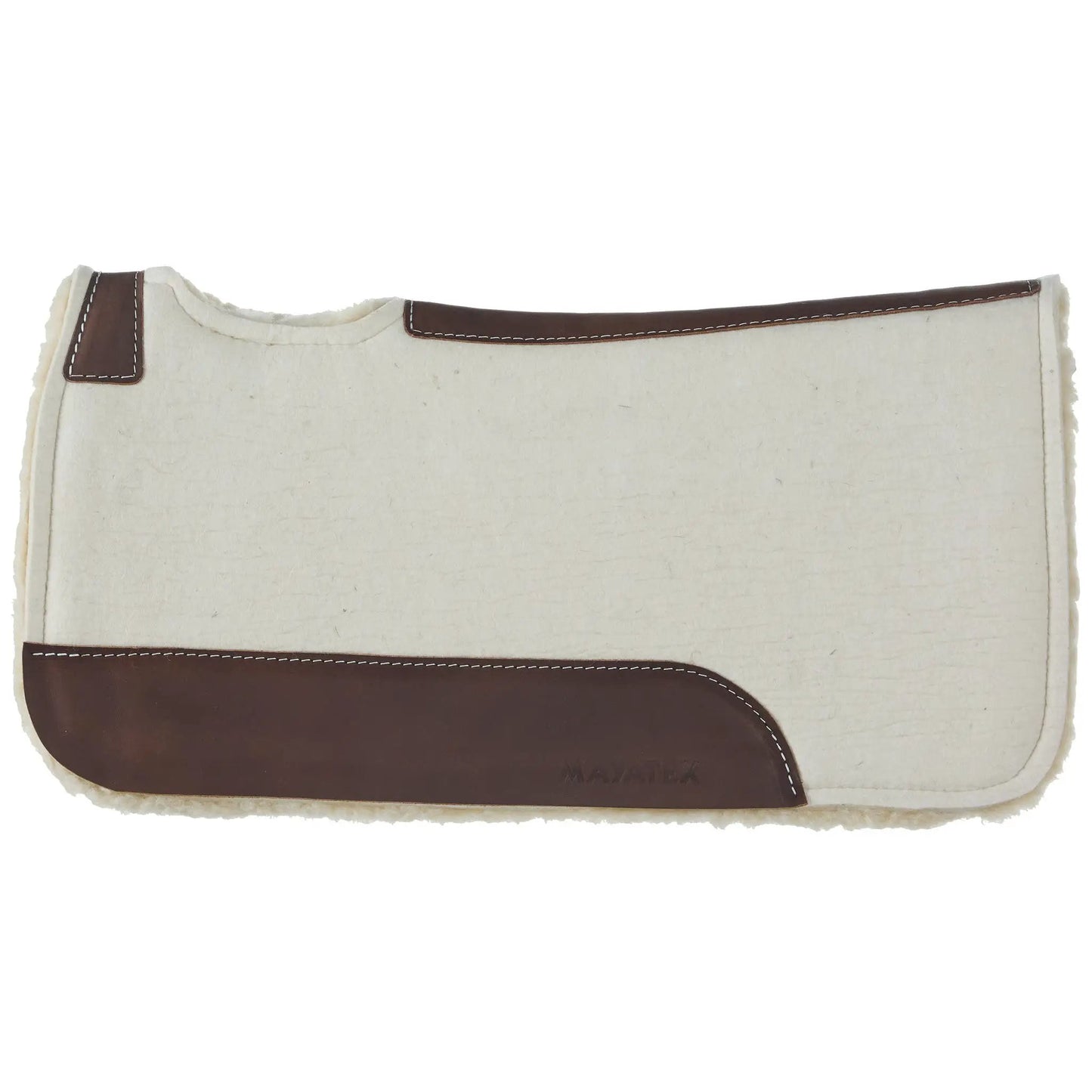 Barrel saddle pad natural felt fleece 28x30 with brown leather trim on Tampa Home & Garden Store